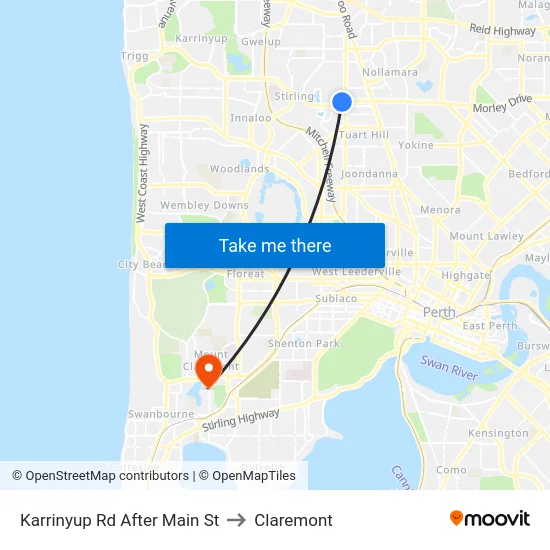 Karrinyup Rd After Main St to Claremont map