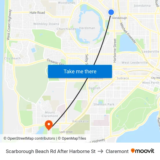 Scarborough Beach Rd After Harborne St to Claremont map