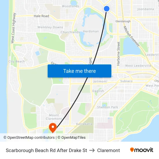 Scarborough Beach Rd After Drake St to Claremont map