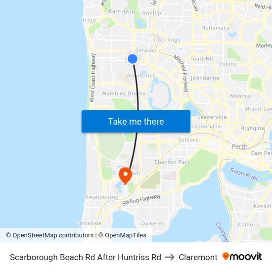 Scarborough Beach Rd After Huntriss Rd to Claremont map