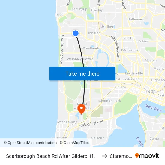 Scarborough Beach Rd After Gildercliffe St to Claremont map