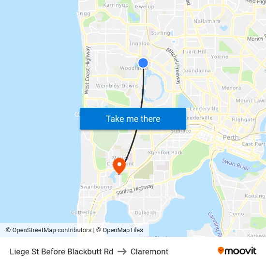 Liege St Before Blackbutt Rd to Claremont map