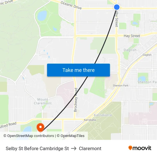 Selby St Before Cambridge St to Claremont map
