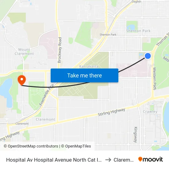 Hospital Av Hospital Avenue North Cat Id 114 to Claremont map