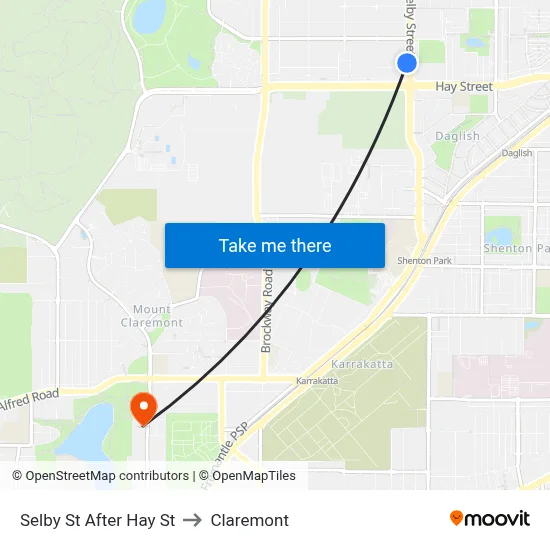 Selby St After Hay St to Claremont map