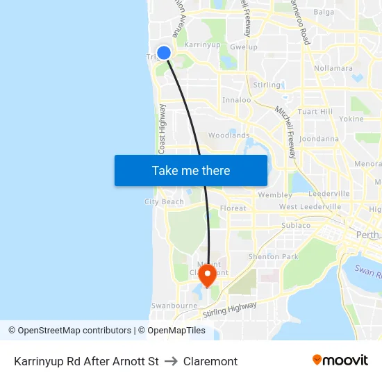 Karrinyup Rd After Arnott St to Claremont map