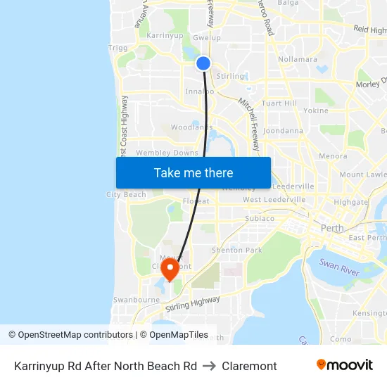 Karrinyup Rd After North Beach Rd to Claremont map