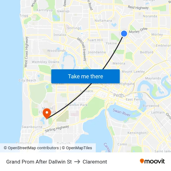 Grand Prom After Dallwin St to Claremont map