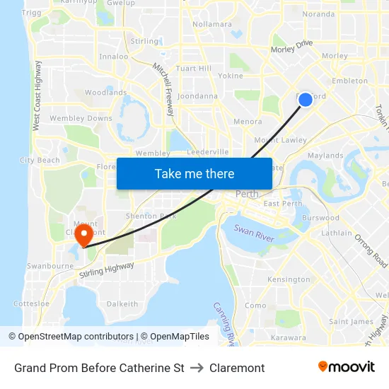 Grand Prom Before Catherine St to Claremont map