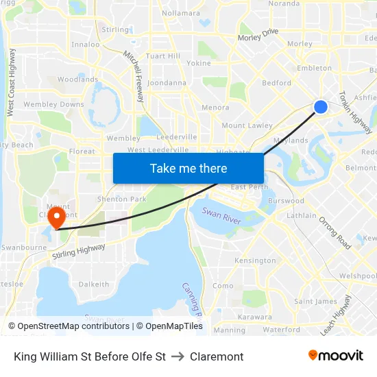 King William St Before Olfe St to Claremont map