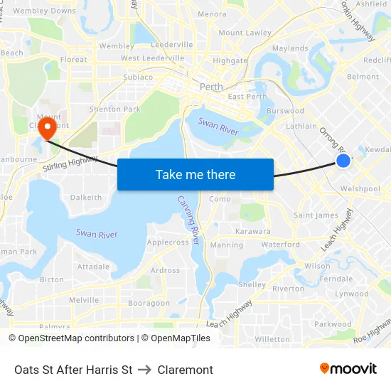 Oats St After Harris St to Claremont map