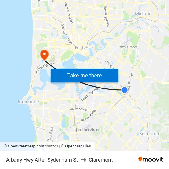 Albany Hwy After Sydenham St to Claremont map