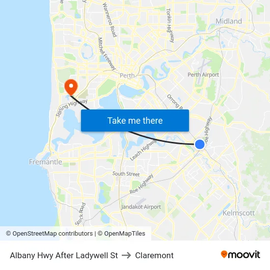 Albany Hwy After Ladywell St to Claremont map