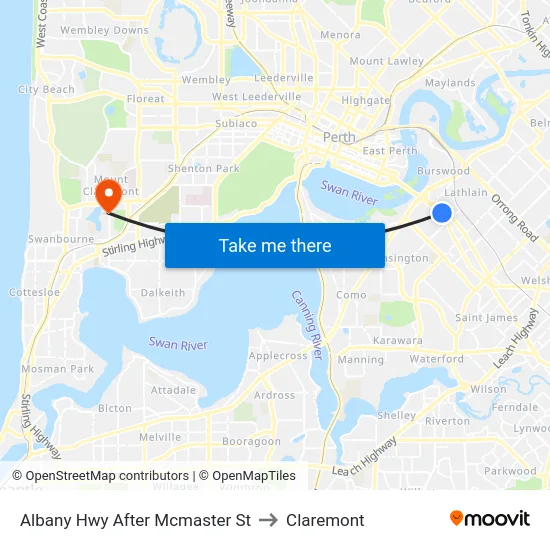 Albany Hwy After Mcmaster St to Claremont map
