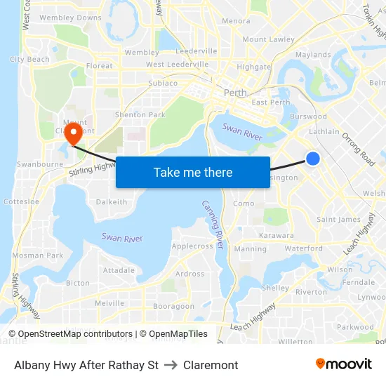 Albany Hwy After Rathay St to Claremont map
