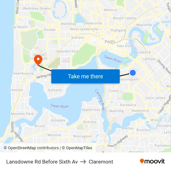 Lansdowne Rd Before Sixth Av to Claremont map