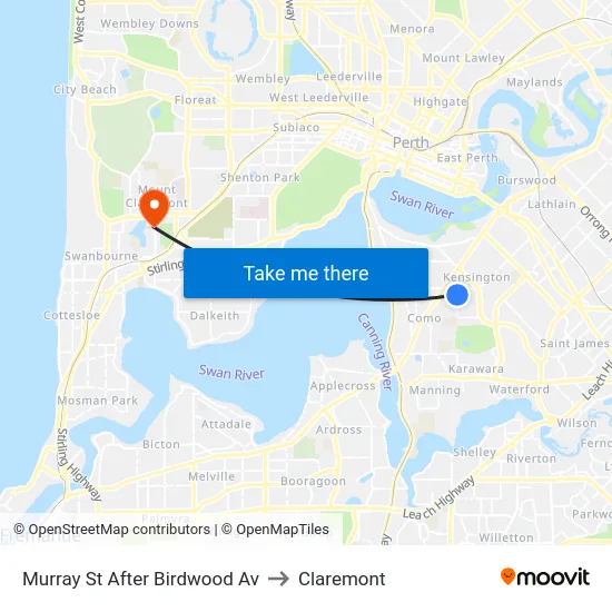 Murray St After Birdwood Av to Claremont map