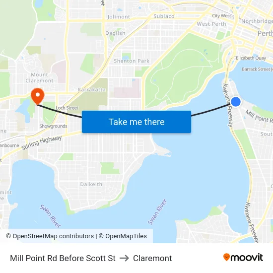 Mill Point Rd Before Scott St to Claremont map