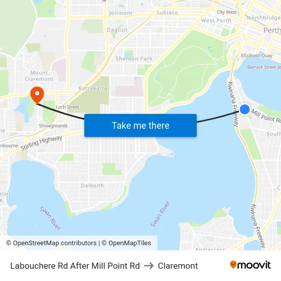 Labouchere Rd After Mill Point Rd to Claremont map