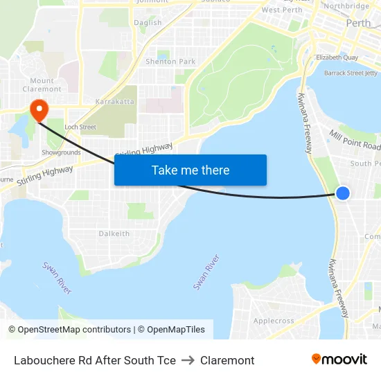 Labouchere Rd After South Tce to Claremont map
