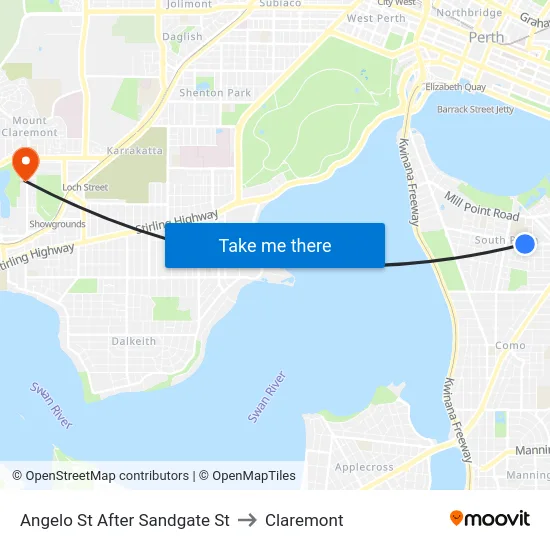 Angelo St After Sandgate St to Claremont map