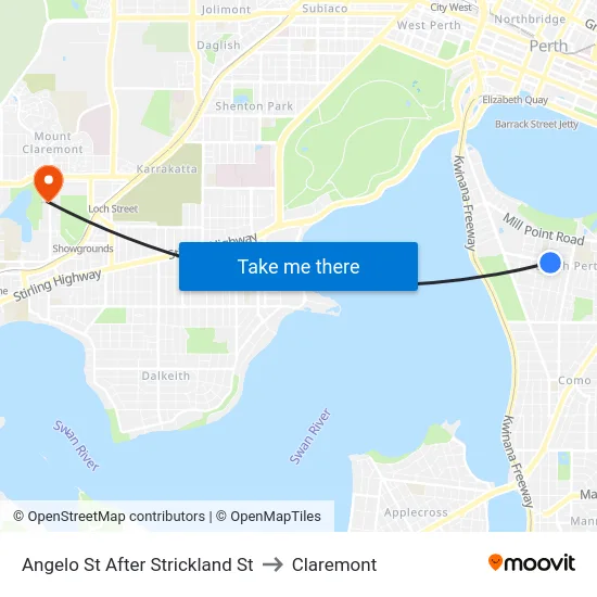 Angelo St After Strickland St to Claremont map