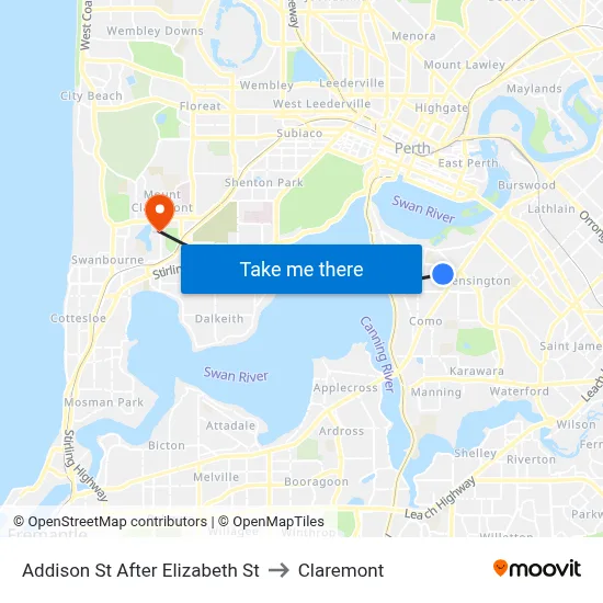 Addison St After Elizabeth St to Claremont map