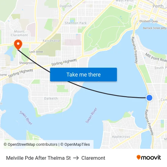 Melville Pde After Thelma St to Claremont map
