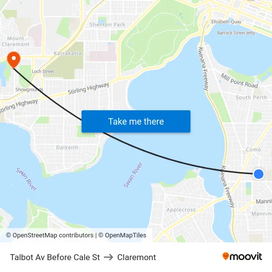 Talbot Av Before Cale St to Claremont map