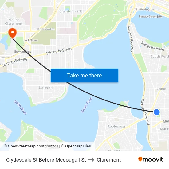 Clydesdale St Before Mcdougall St to Claremont map