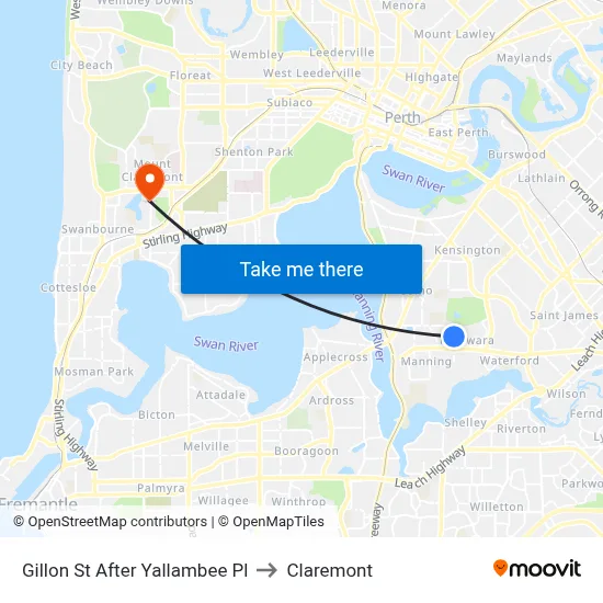 Gillon St After Yallambee Pl to Claremont map