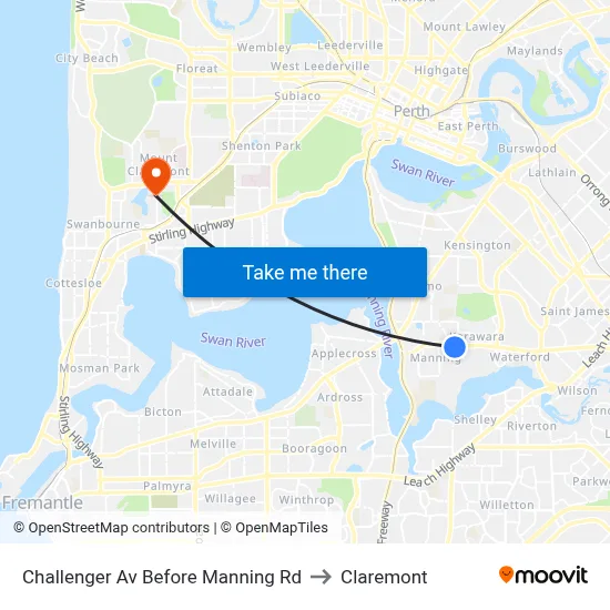 Challenger Av Before Manning Rd to Claremont map