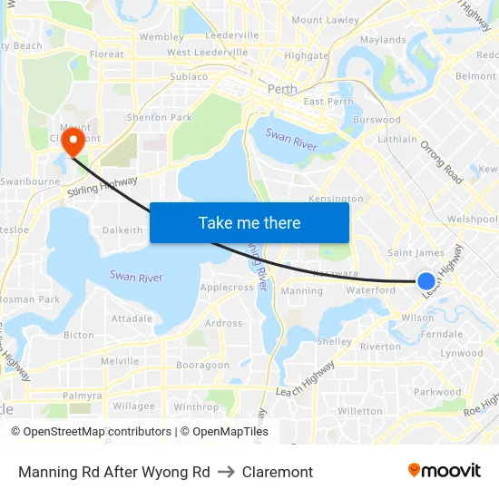 Manning Rd After Wyong Rd to Claremont map