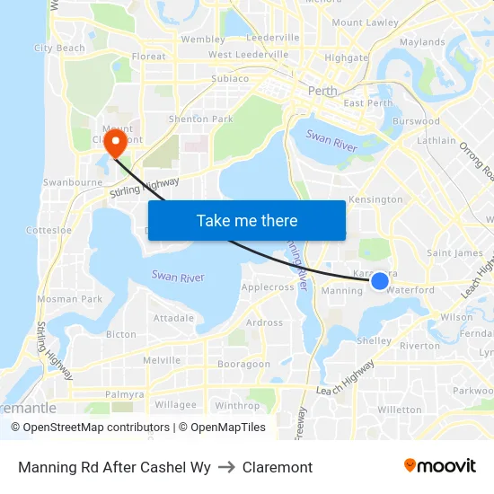 Manning Rd After Cashel Wy to Claremont map