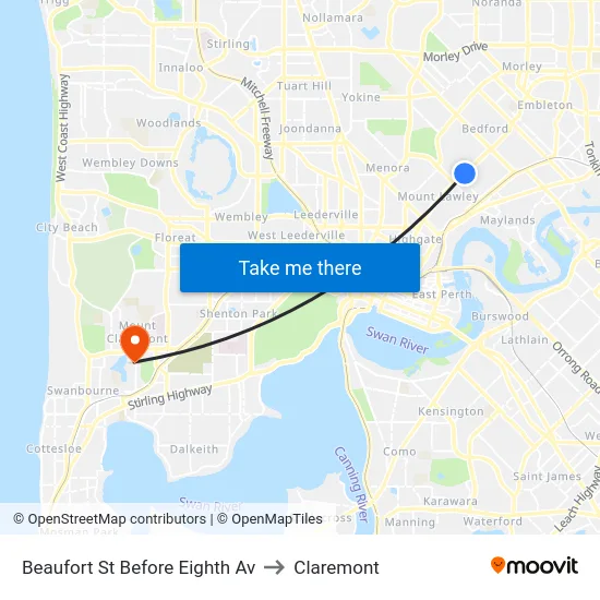 Beaufort St Before Eighth Av to Claremont map