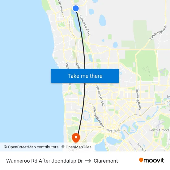 Wanneroo Rd After Joondalup Dr to Claremont map