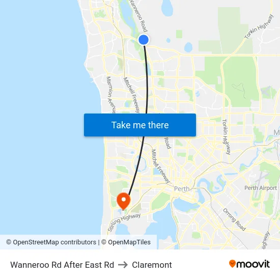 Wanneroo Rd After East Rd to Claremont map
