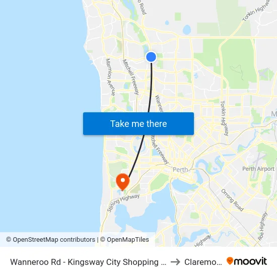 Wanneroo Rd - Kingsway City Shopping Ctr to Claremont map