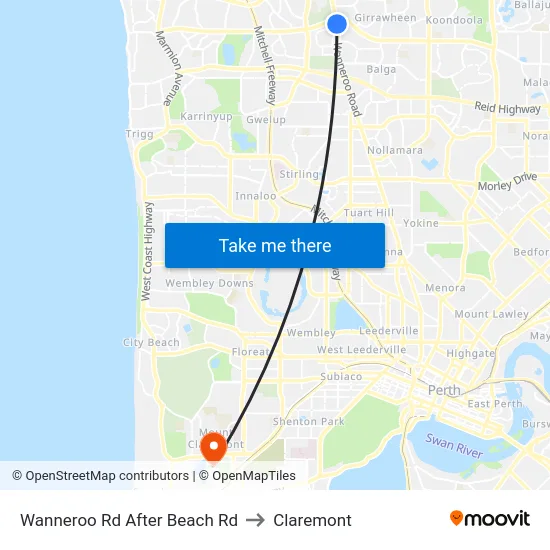 Wanneroo Rd After Beach Rd to Claremont map