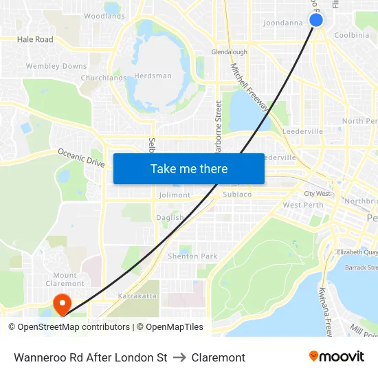 Wanneroo Rd After London St to Claremont map