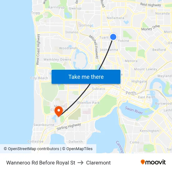 Wanneroo Rd Before Royal St to Claremont map