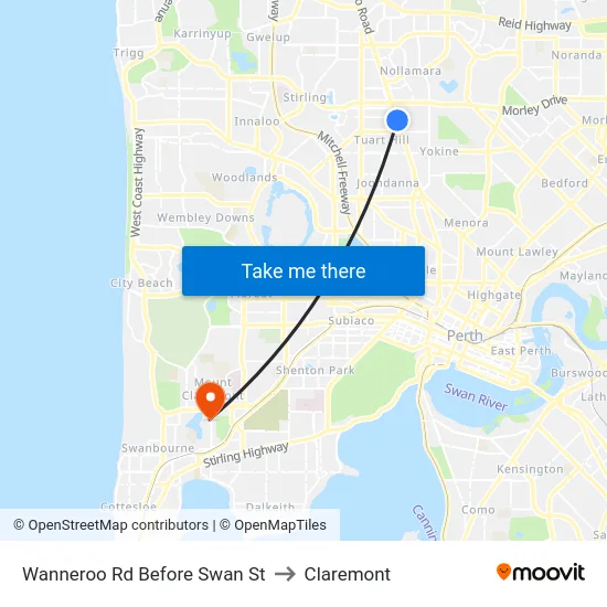 Wanneroo Rd Before Swan St to Claremont map