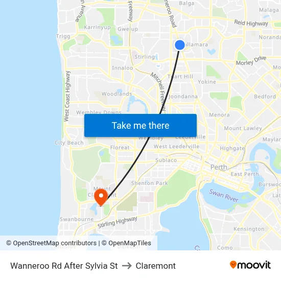 Wanneroo Rd After Sylvia St to Claremont map