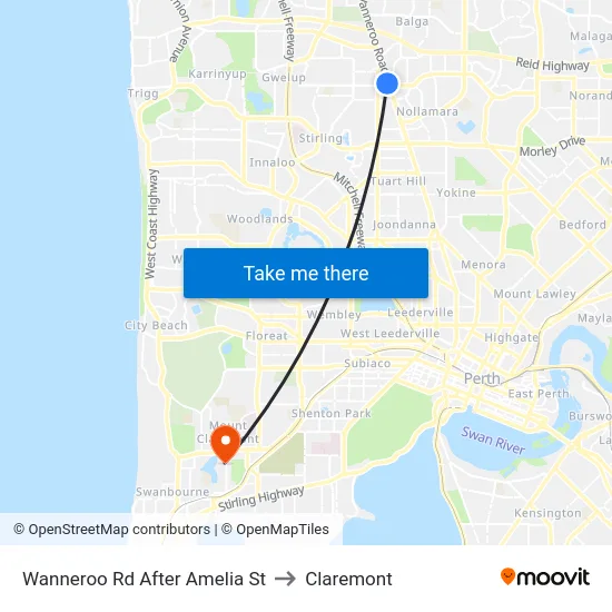 Wanneroo Rd After Amelia St to Claremont map