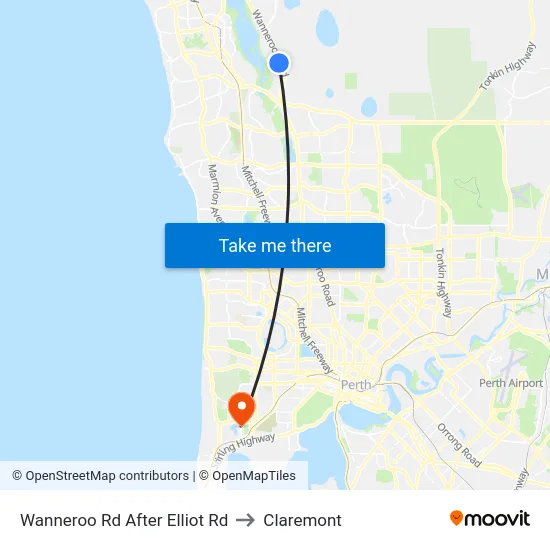 Wanneroo Rd After Elliot Rd to Claremont map