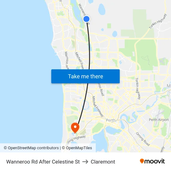 Wanneroo Rd After Celestine St to Claremont map