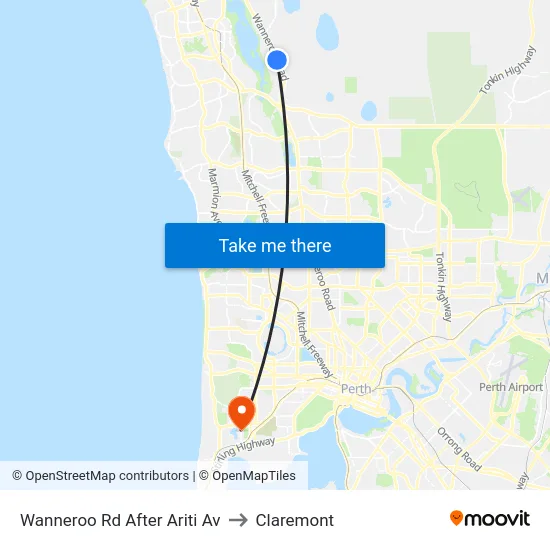 Wanneroo Rd After Ariti Av to Claremont map