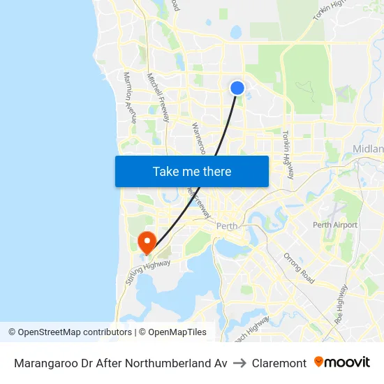 Marangaroo Dr After Northumberland Av to Claremont map