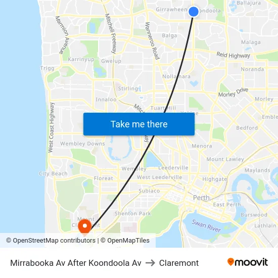Mirrabooka Av After Koondoola Av to Claremont map