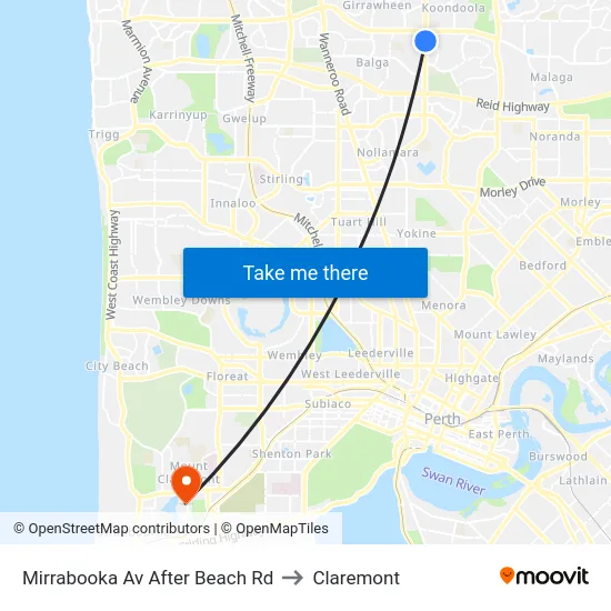 Mirrabooka Av After Beach Rd to Claremont map